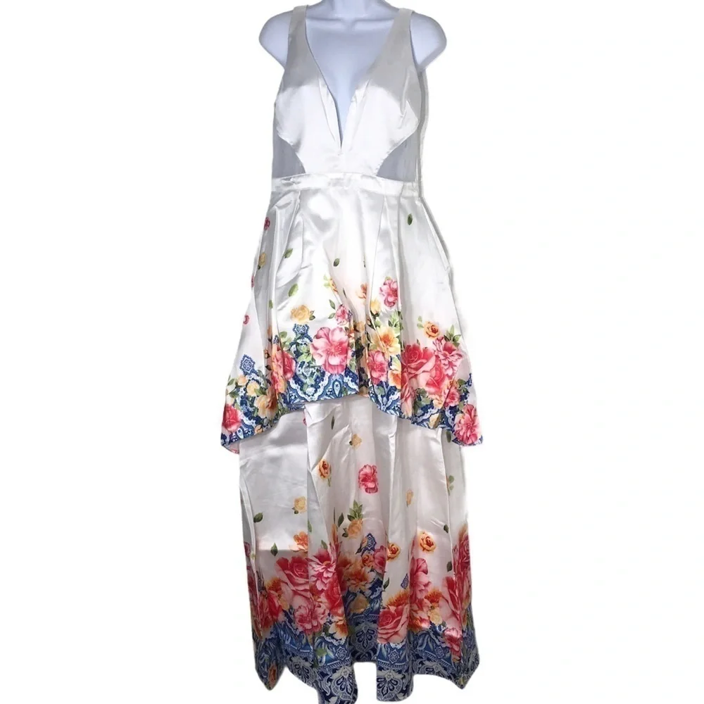 Floral Maxi Dress Party Gown Size L New
